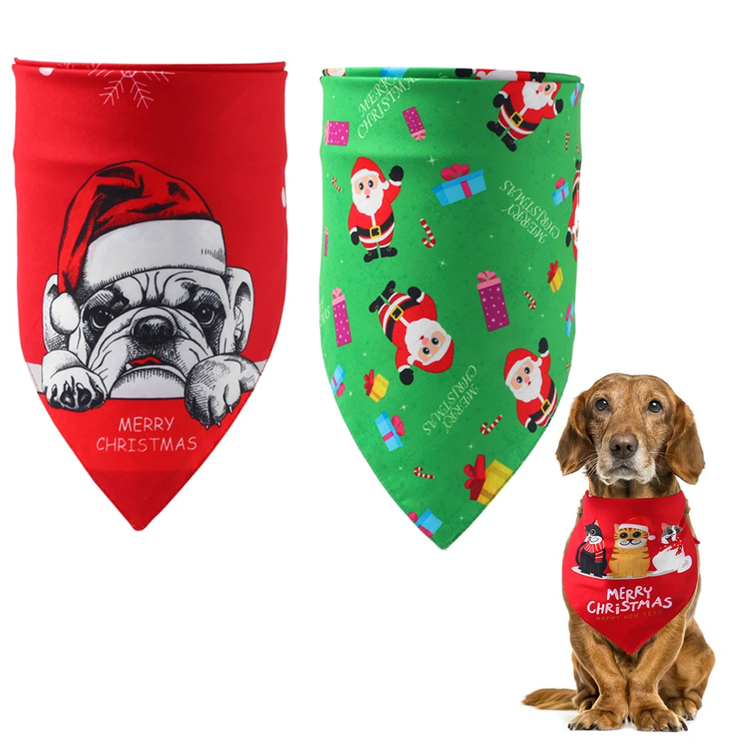 New Christmas Dog Bandanas Large Pet Scarf Pet Bandana For Dog Washable Bow ties Collar Cat Dog Scarf Large Dog Accessories