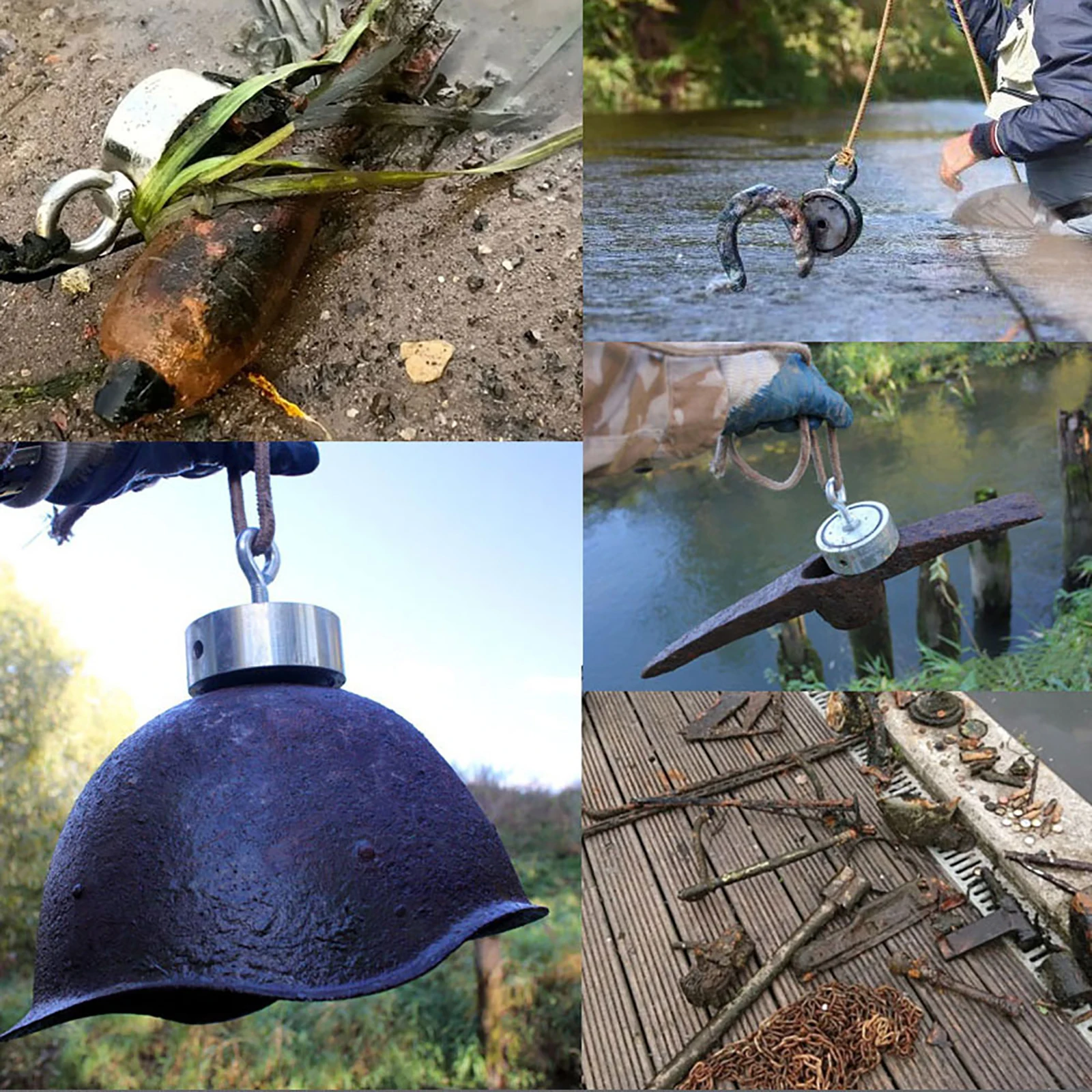 Two Side Strong N52 Fishing Magnet Set 160KGX2  160KG Rotatable  Salvage Magnetic Detecting Pot Metal Treasure Hunting