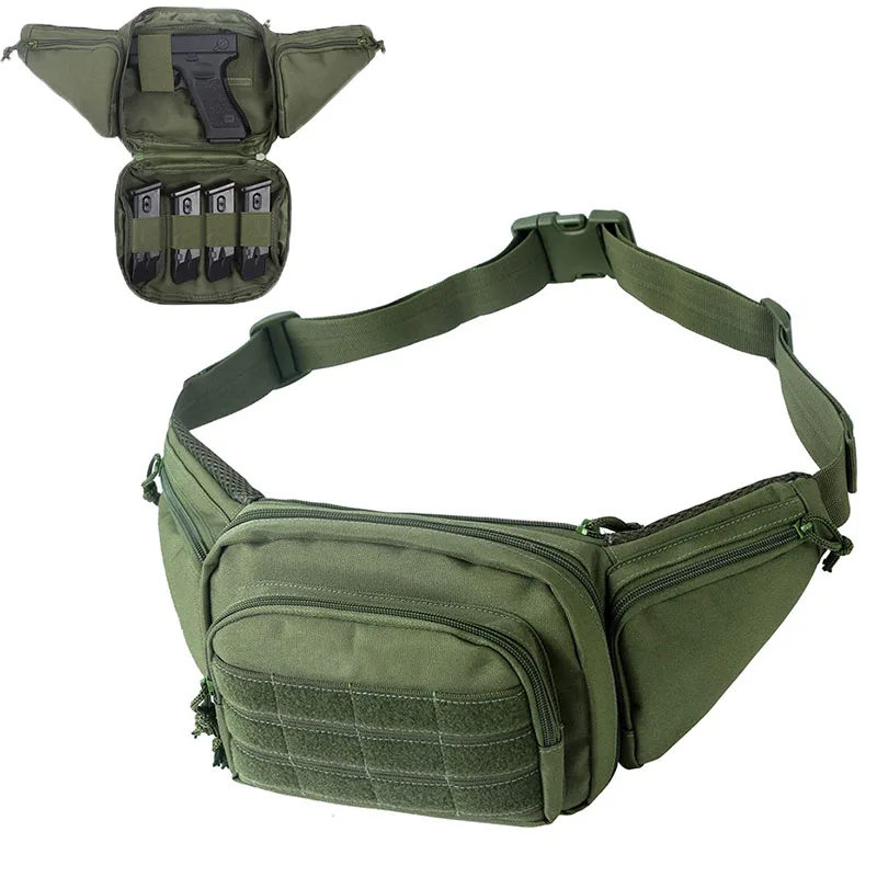 

Tactical Pistol Bag Waist Fanny Pack Chest Handgun Bag Holster Gun Bag with Magazine Pouch Holder for Glock 17 19 Beretta M9 SIG