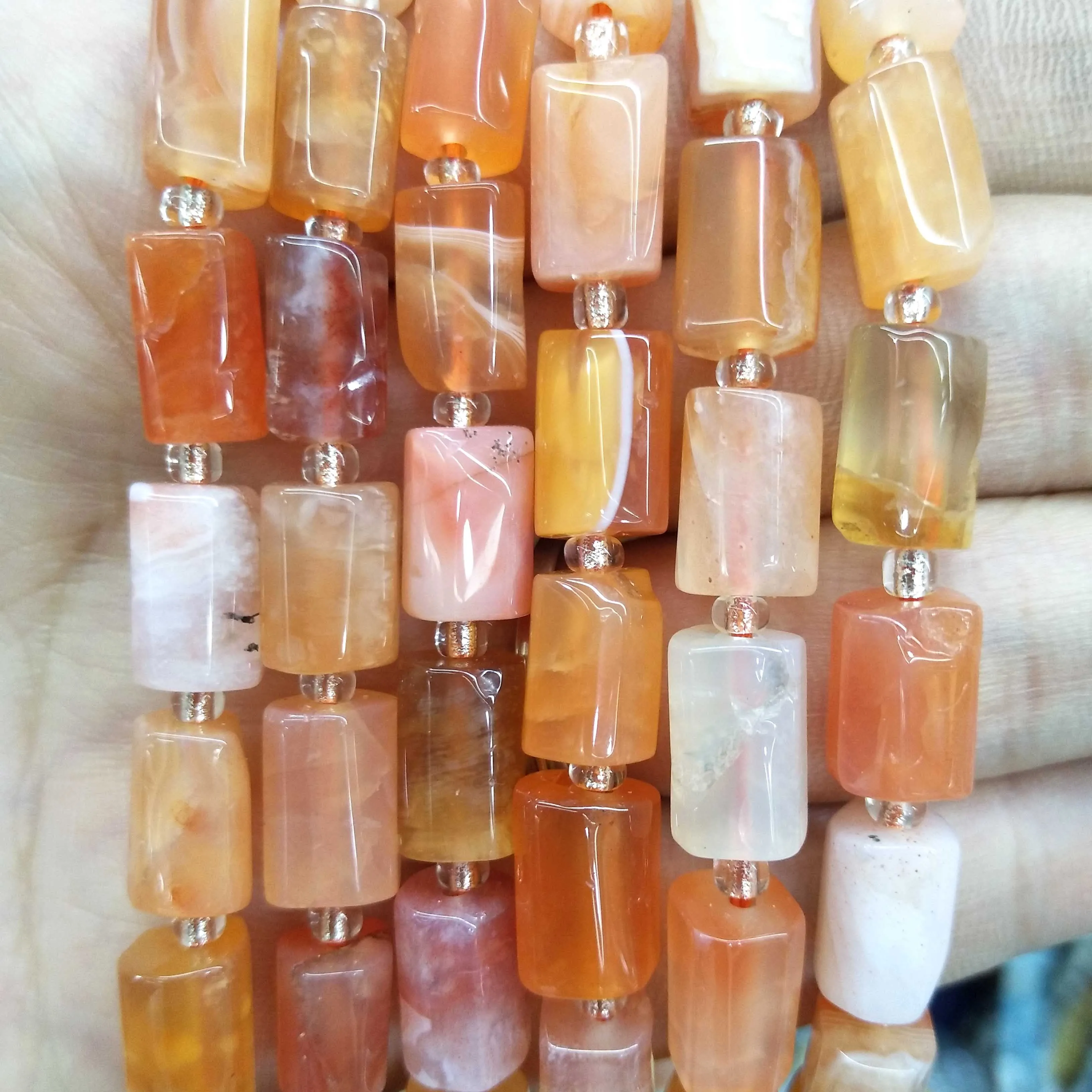 Cuentas de ágata de rayas naranja facetadas de piedra Natural, cuentas espaciadoras de cilindro para joyería, fabricación de abalorios, pulsera, collar, Material