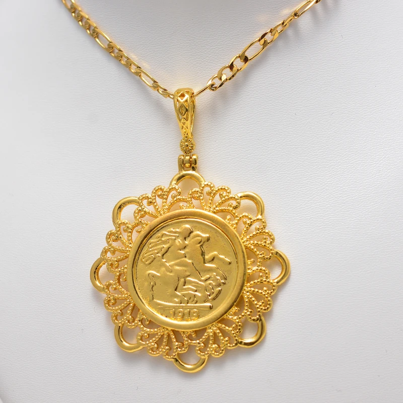 Arabische Goldmünzen-Halskette für Frauen und Männer, Muslimischer Islam Allah Anhänger, Türkischer Schmuck in Goldfarbe – Detail 20