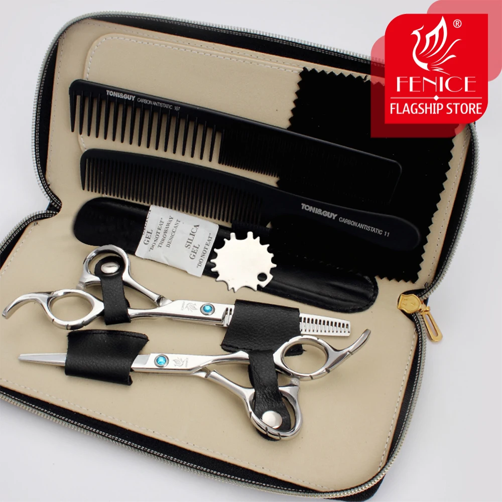 Fenice Professional Japan 440c 5.5 6.0 inch hair scissors set cutting and thinning shears home and barber shop salon tools