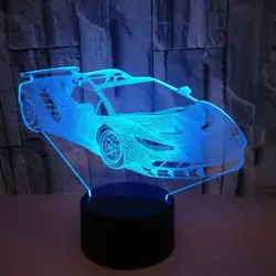 Super car lâmpada 3d usb de led, luz noturna legal para carros grand touring, para meninos e crianças, para casa, quarto, mesa para decoração para dormir