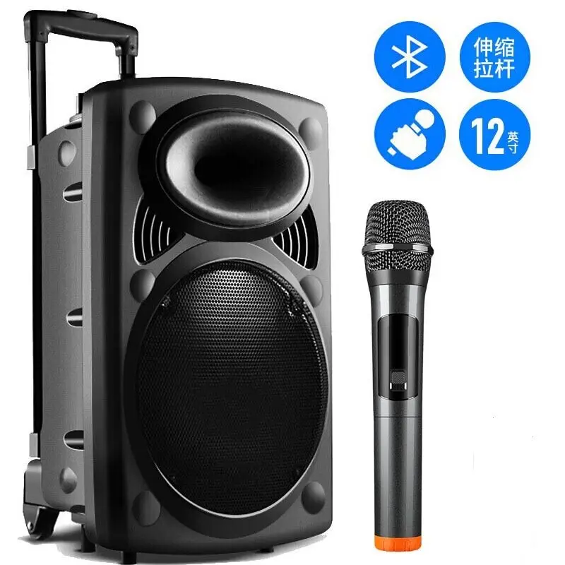 150W Bluetooth Speaker Column 15-Inch Subwoofer K Song Boombox Outdoor Square Dance Soundbox Wireless Microphone TF AUX U Disk