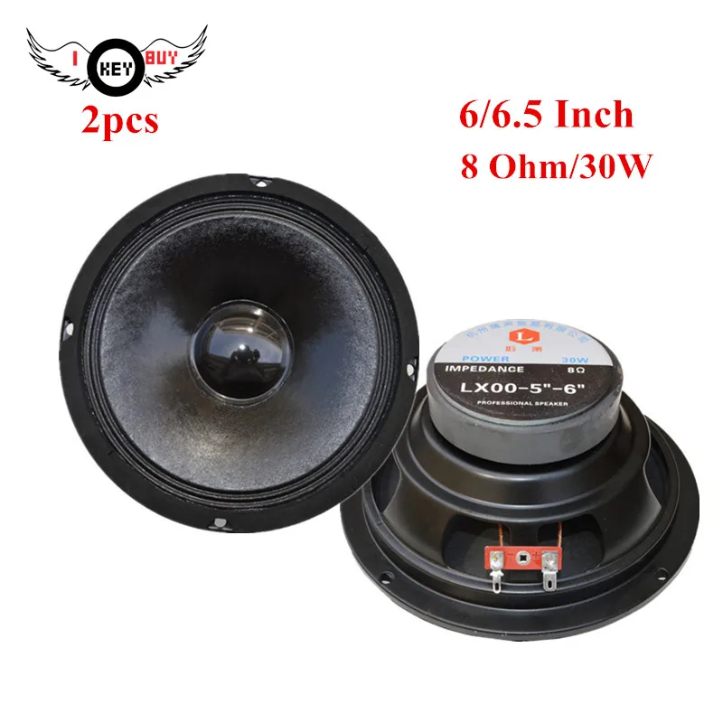 2pcs 6/6.5-inch Full-range Paper Cone Speaker 8 Ohm 30W Mid-woofer Column Outdoor Waterproof Speaker Repair Parts