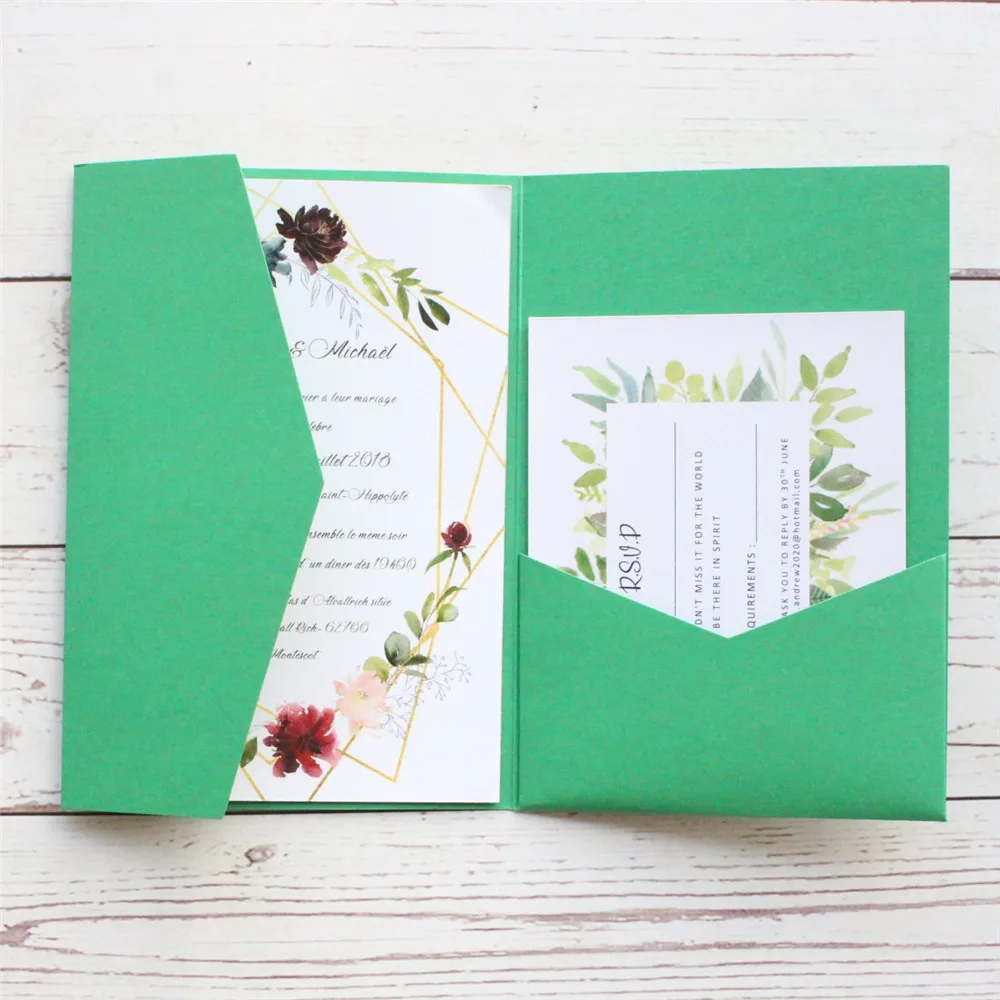 Huwelijksuitnodiging Pocket Fold Envelop Marineblauw Mat Papier 250gsm voor Verjaardag Jubileum Sweet 16 Iquinceañera 50 stuks