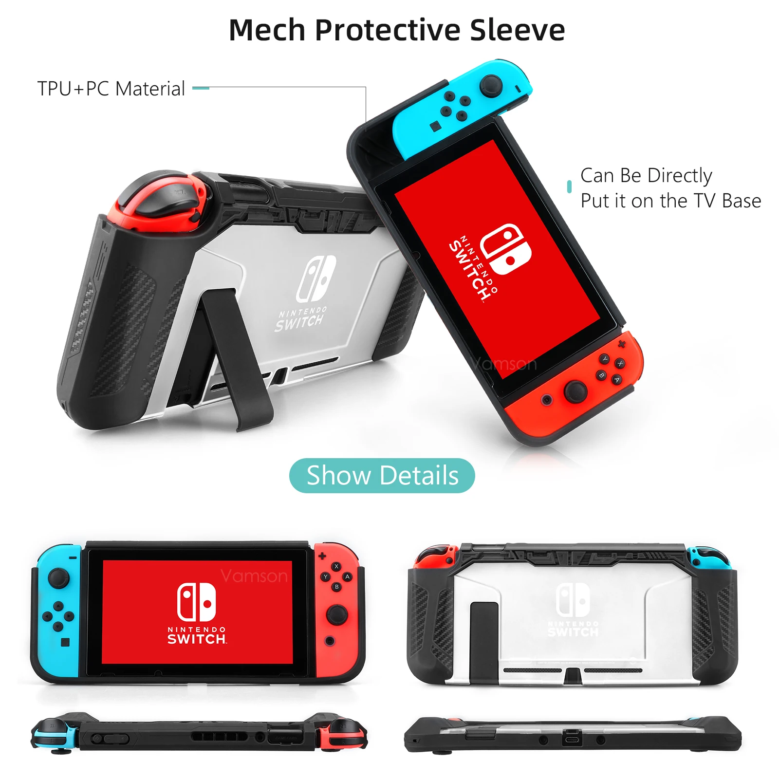 Vamson for Nintendo Switch Accessories Mech Protective Sleeve Travel Carrying Case Game Accessories Set for Nintend NS Bag NS03