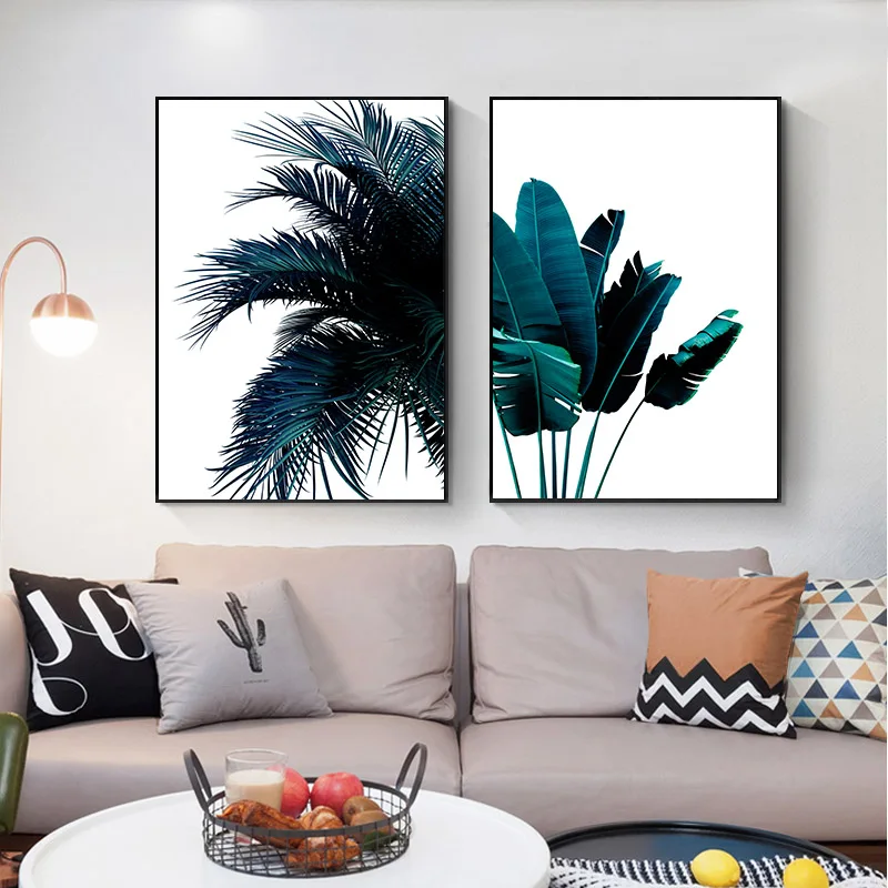 Blue Banana Palm Tree Leaf Abstract Poster Botanical Canvas Print Nordic Style Painting Creative Picture Modern Home Decoration