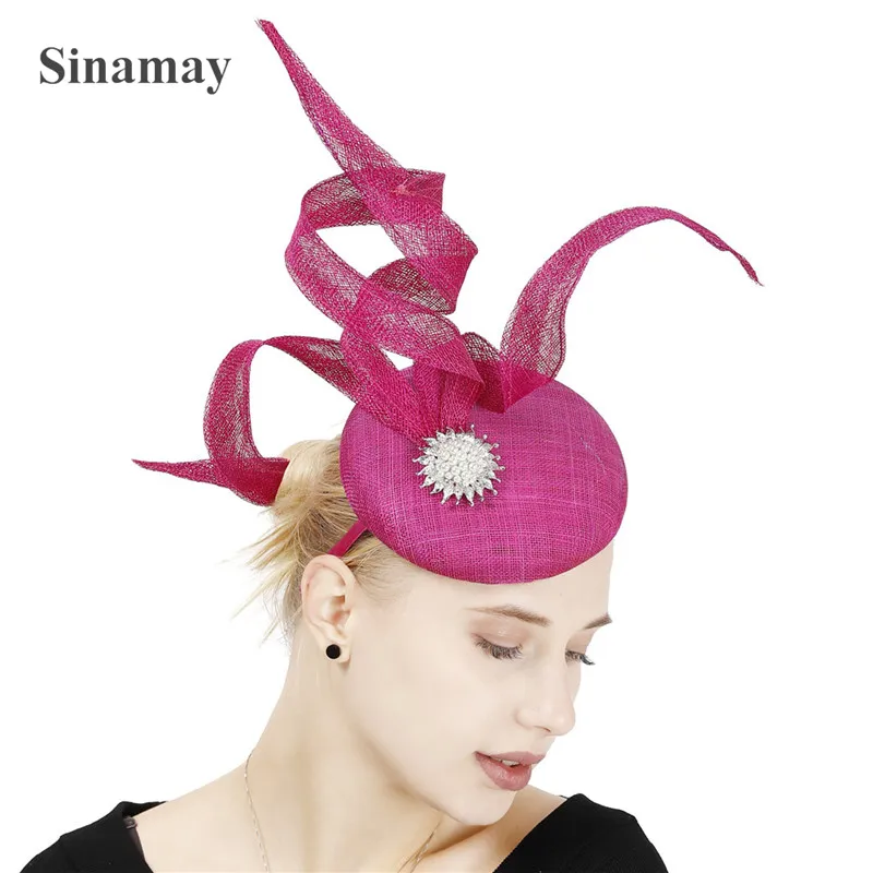 

High Quality 4 Layer Sinamay Women Wedding Fascinator Headband Party Hat Bridal Wedding Headwer For Ladies Day Gift Headpiece