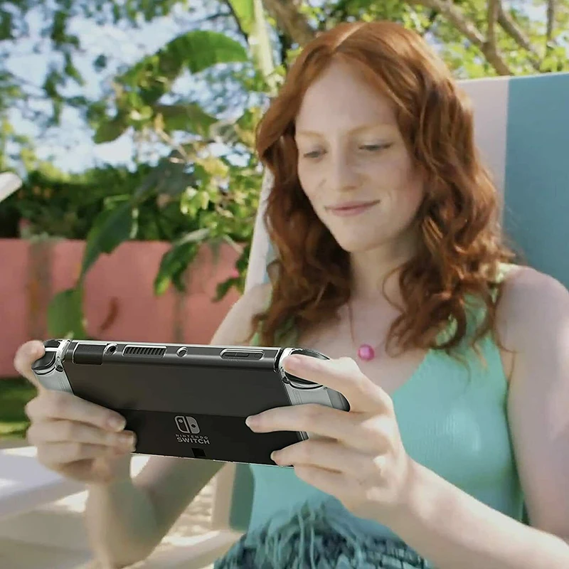 닌텐도 스위치 OLED 케이스 투명 PC 크리스탈 쉘 보호 커버 Dockable 케이스 콘솔 조이 콘 컨트롤과 호환 가능