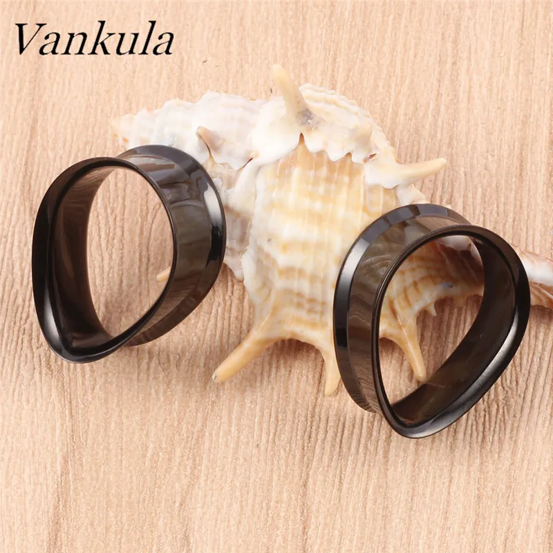 Vankula 2PCS 316L Stainless Steel Ear Plug Tunnels Gold Black Steel Color Ear Expander Plug Tunnel Body Jewelry Ear Gauges