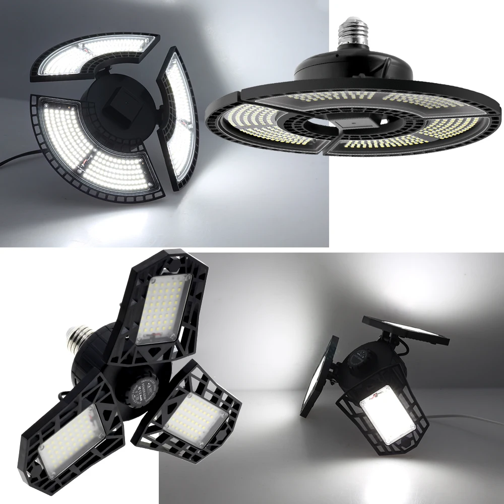 LED Garage Light AC85-265V 60W Radar Motion Sensor Deformable LED Lamp For Warehouse Workshop Industrial Lighting.