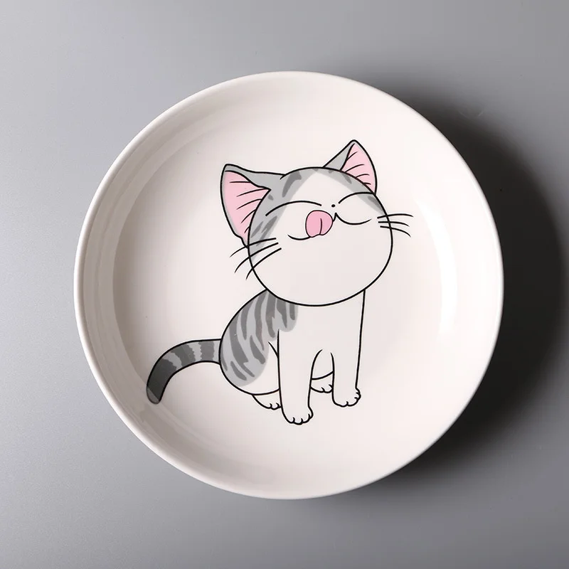 2pcs Originality Cartoon Cat Ceramics Plate Children Tableware Fruits Disc Steak Dish Breakfast Fruit Tray Dinner Plates