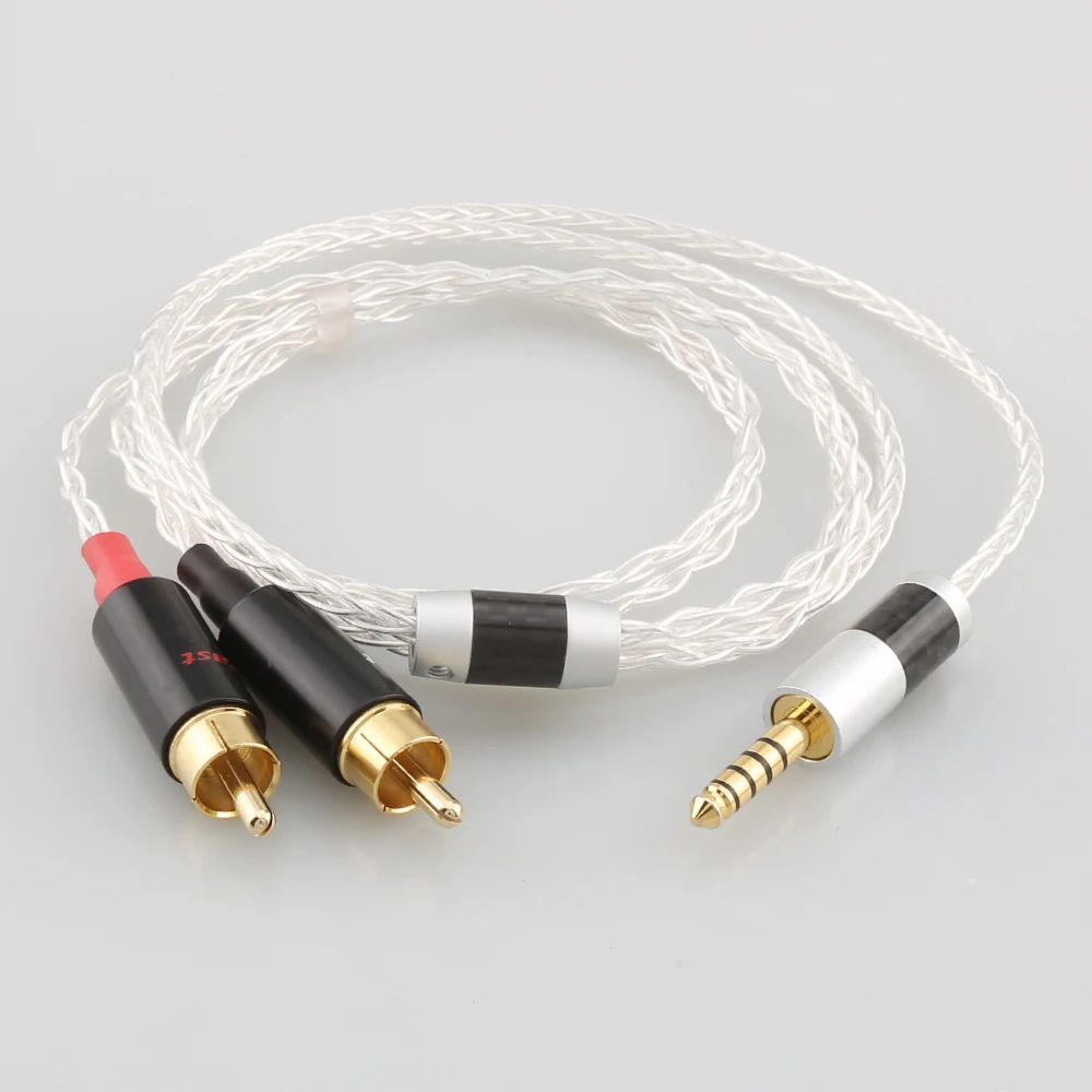 

HIFI 8 cores pure silver plated 4.4mm 3.5mm to 2rca jack aux audio cable Headphone amp connecting line interfaz de audio