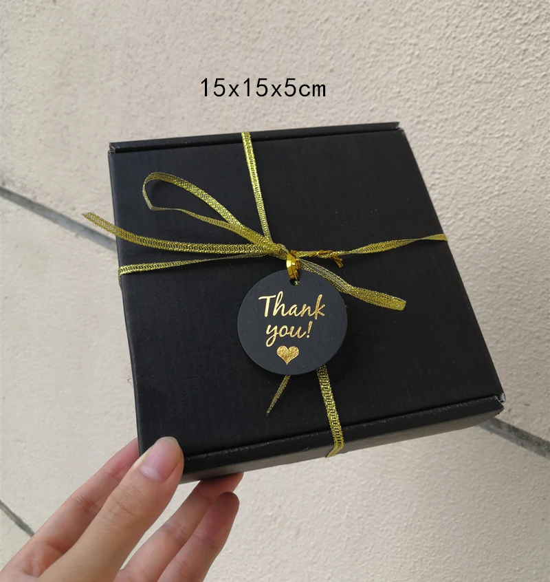 Black Color Packaging Box, Small Gifts Box, Kraft Paper Box for Wig Jewelry, Custom Printed Logo, 5 Pcs, 10Pcs