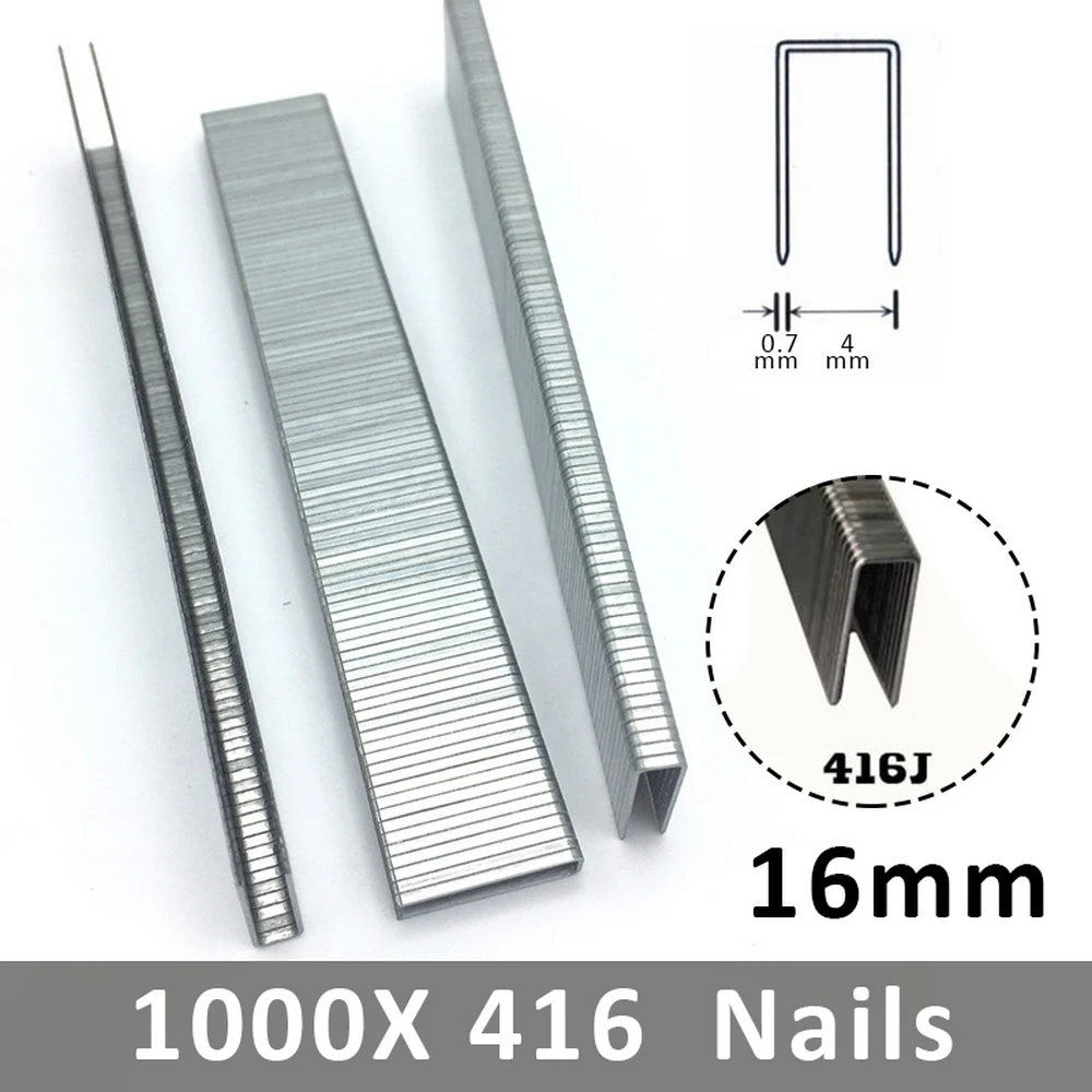 1000Pcs 413J/416J/419J/422J U-shaped Staples Staples for Framing Tacker Electric Nail Staple Gun for DIY Carpentry Wardrobe Tool