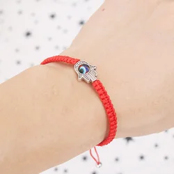 Red String Hamsa Hand Evil Eye Lucky Kabbalah Boho Festival Chic Bracelet Blue Eye Round Bead Bracelet Fashion Couple Jewelry