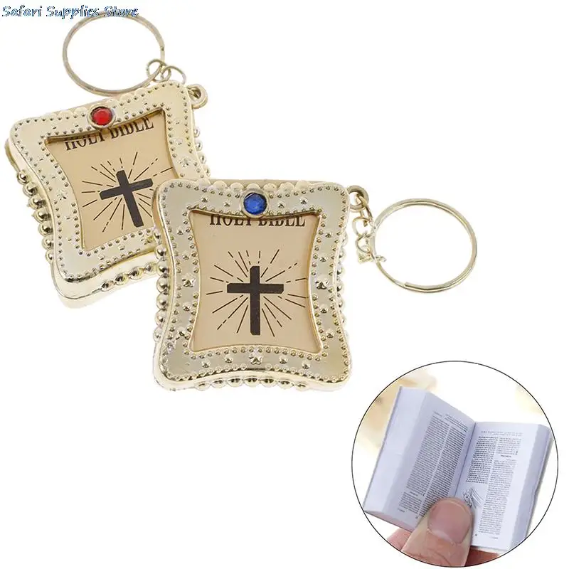 English Spanish Mini Holy Bible Keychain Religious Christian Jesus Cross Women Prayer God Bless Gift Souvenirs Outdoor Tool