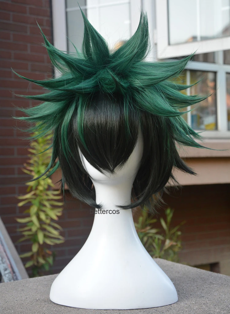 

Izuku Midoriya Wig Short Green Black Heat Resistant Synthetic Hair Cosplay Wig + Wig Cap