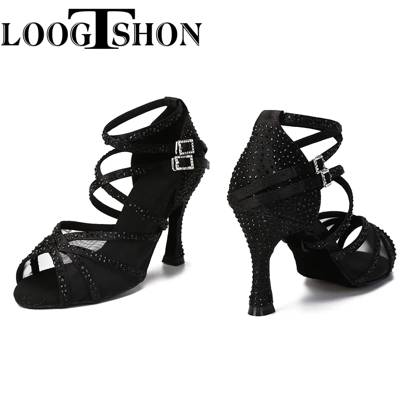 Loogtshon Black Latin Dance Shoes Latin dance shoes latin dance shoes woman heel 5.5 cm heels dance shoes women\'s sports shoes