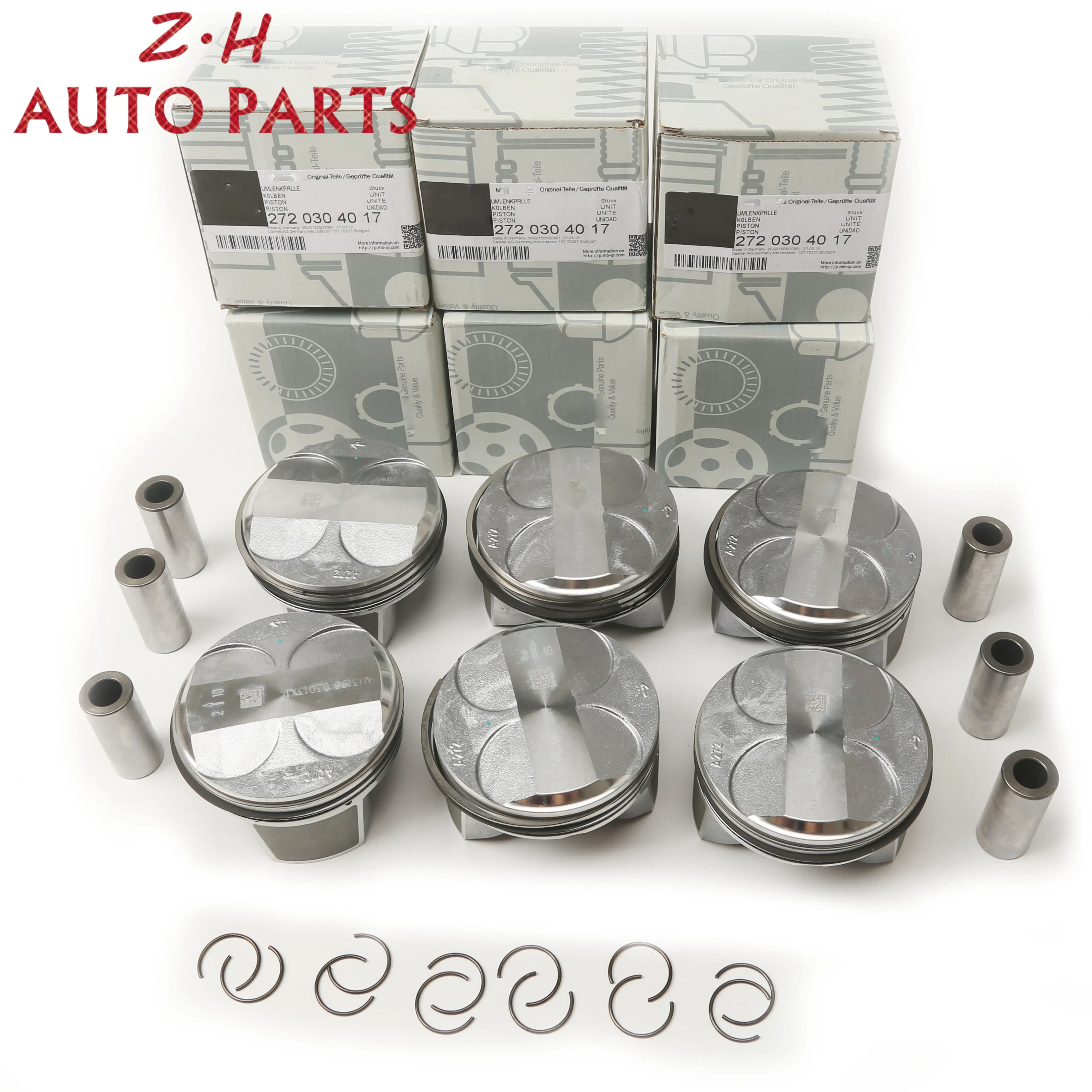 6Pcs Pistons & Rings STD Φ88MM 22MM 272 030 40 17 For Mercedes-Benz A209 C209 CLK280 C219 CLS300 W203 C 230 W204 C 280 S 204