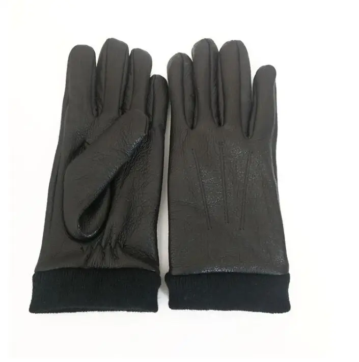 

Men's autumn winter natural sheepskin leather fleece lining warm glove male genuine leather touch screen driving glove R2300