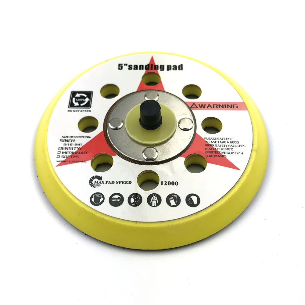 POLIWELL 5 Zoll 125mm 8-Loch 5/16 "mit 24 Gewinde Sichern Pad Haken & Loop Schleifen Pads für DA Polierer Power Werkzeug Zubehör