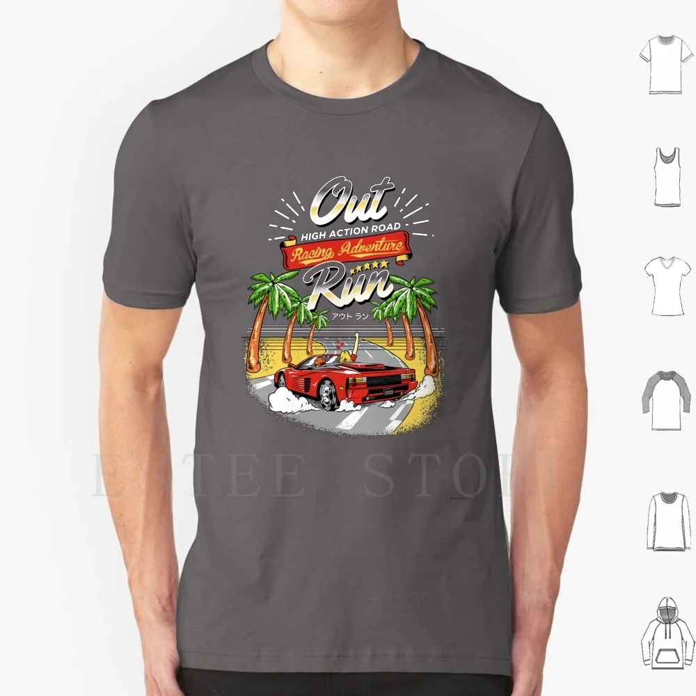 

Racing Adventure T Shirt Print Cotton Outrun Out Run Arcade Gaming Old School