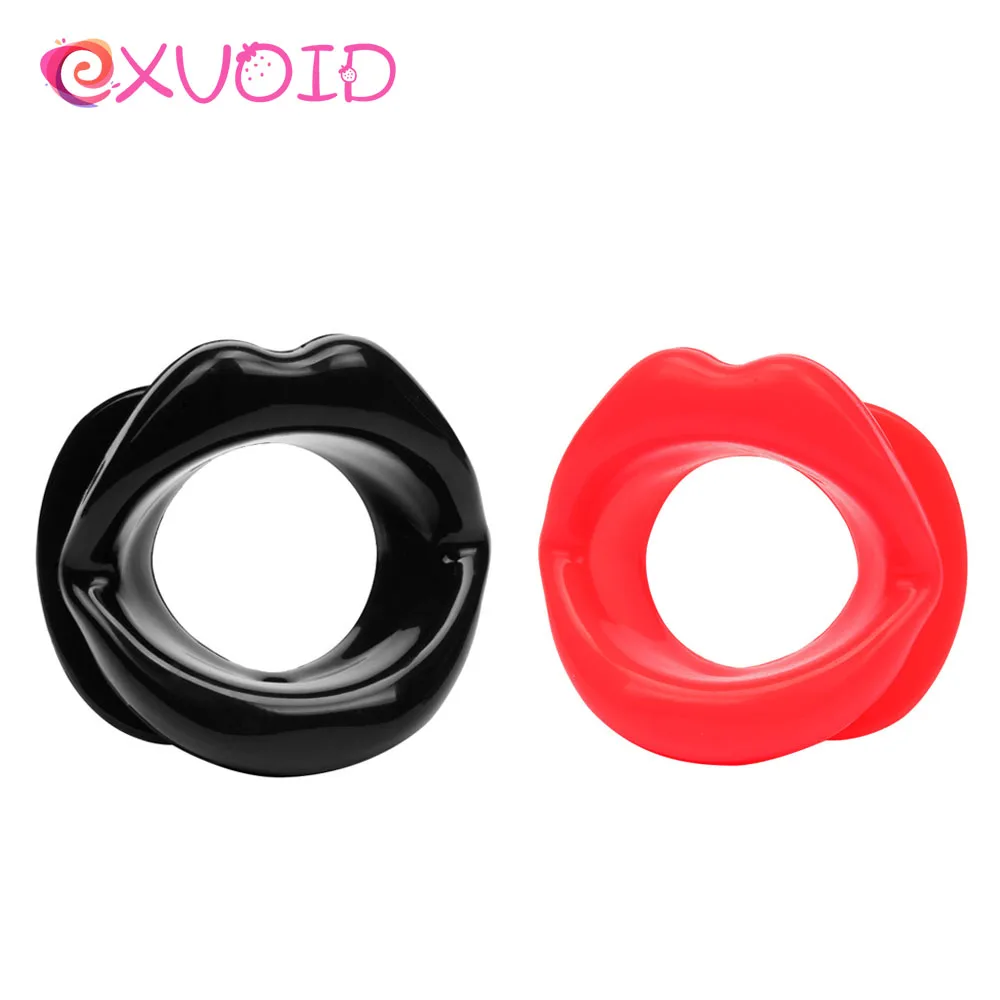 EXVOID Silicone Lips Shape O Ring Dilator Adult Games Open Mouth Gag BDSM Bondage Oral Fixation Sex Toys for Couples Mouth Plug