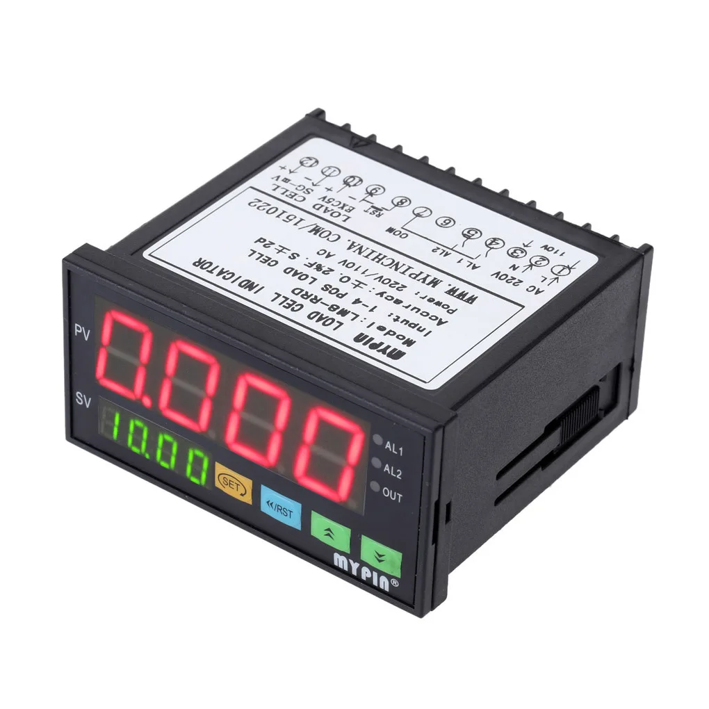 

MYPIN LM8-RRD Digital Weighing Controller LED Display Weight Controller 1-4 Load Cell Signals Input 2 Relay Output 4