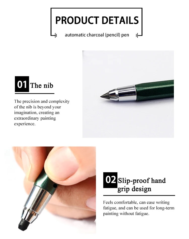 4mm Skizze Zeichnung Druckbleistift Automatische Kohlestifte Für Studenten Kinder Geschenk Schreibwaren TR-4000 Kunstbleistift – Detail 4