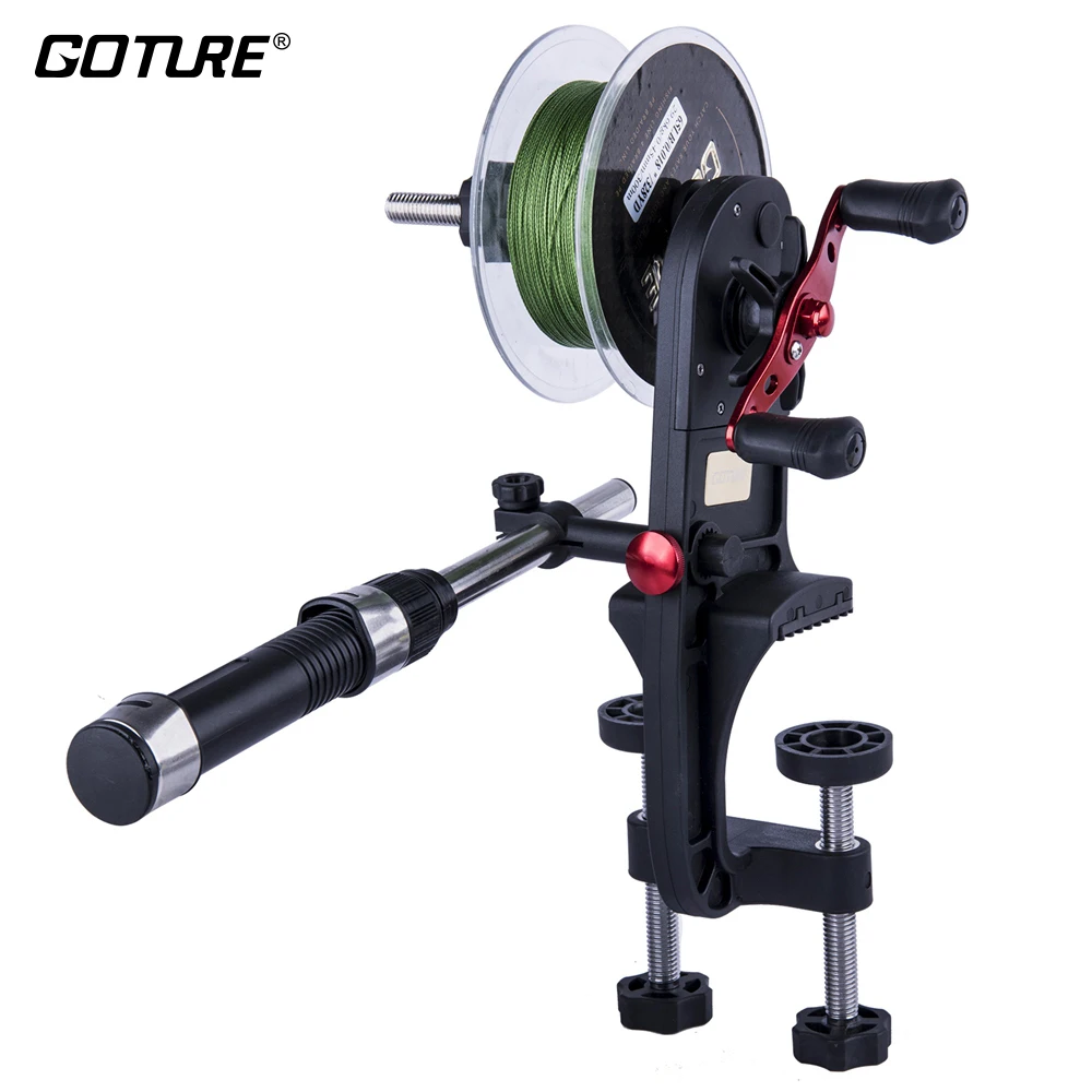 Goture High Speed Fishing Line Winder Two-Point Fixed Base Reel Spool Spooler System for Spinning/Baitcasting Fishing Reel