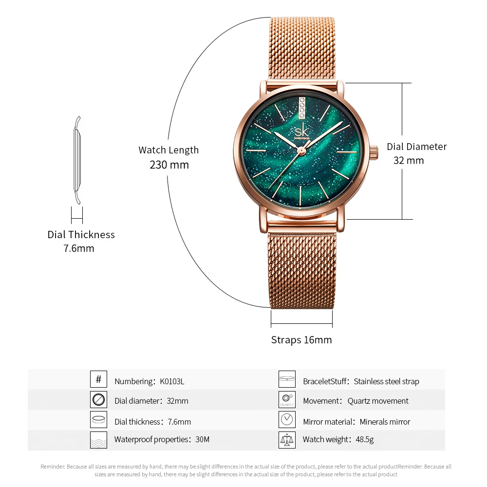 Shengke Frauen Uhren Starry Grün Zifferblatt Mesh Band Damen Armbanduhr Ultra-dünne Edelstahl Band Quarz Montre Femme Geschenk