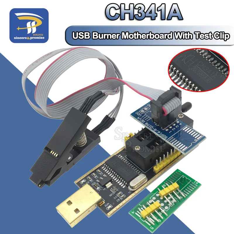 SOIC8 SOP8 Test Clip For EEPROM 93CXX / 25CXX / 24CXX Adapter + CH341A 24 25 Series Flash BIOS USB Programmer Module