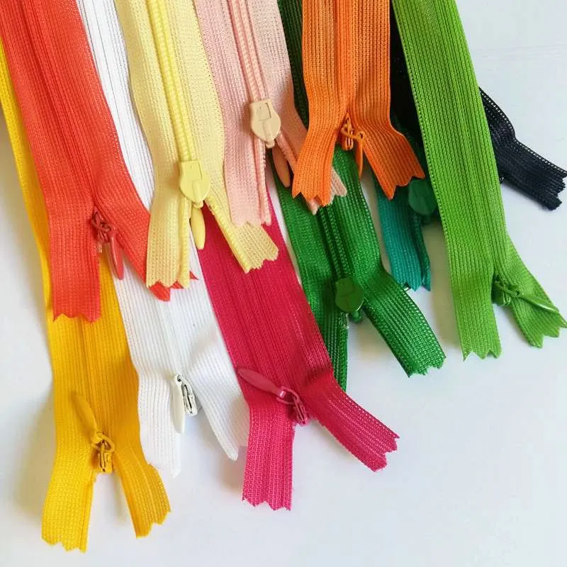 Mixed Colors 10Pcs 28CM Nylon Invisible Zippers For DIY Sewing Back/Dress/Cushion Tailoring Accessories