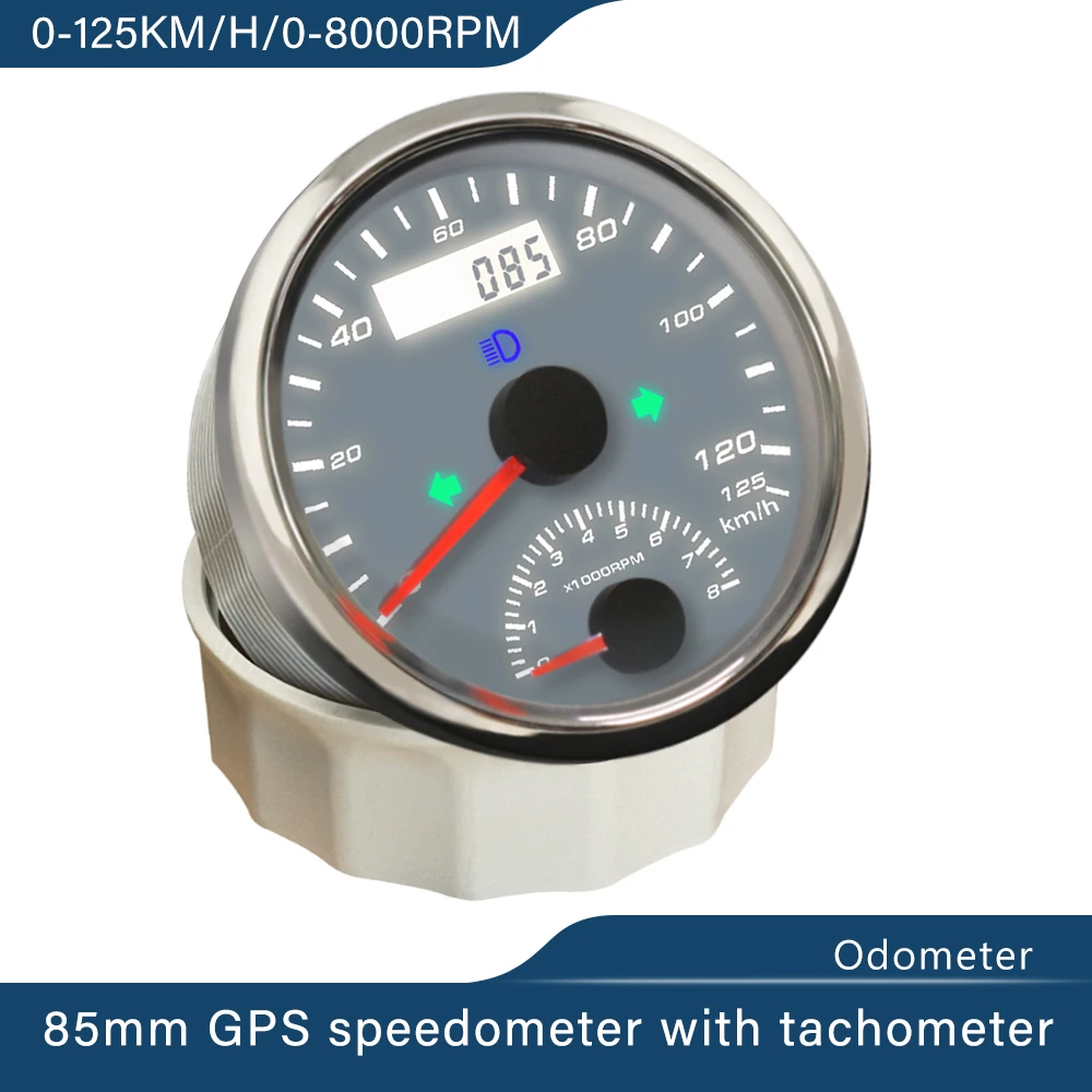 

Universal 60 km/h 125 km/h 200 km/h 125 MPH 200 MPH GPS Speedometer Tachometer 0-4000 RPM 0-8000 RPM 85mm GPS Antenna 12V 24V