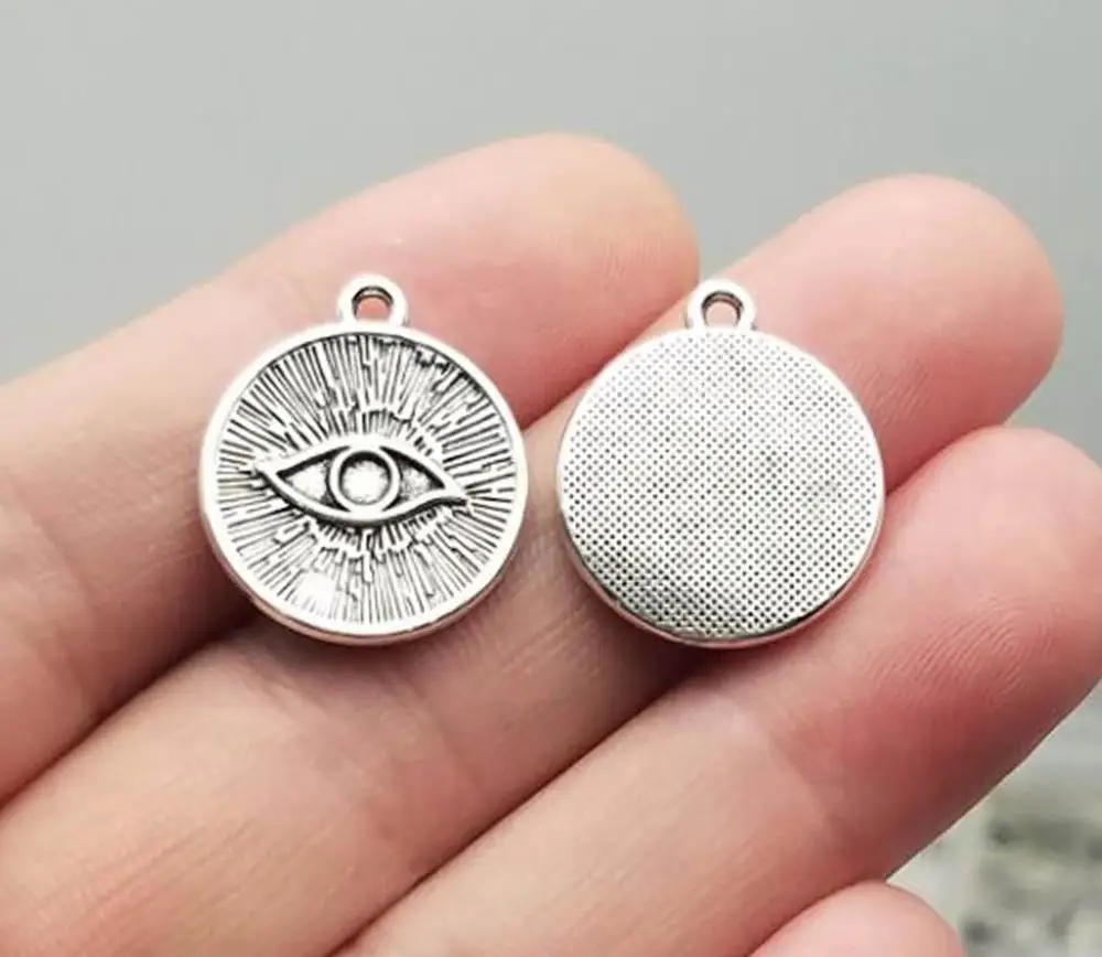 20pcs/lot--20x17mm,eye chams, Antique silver plated round Eye charms,DIY supplies, Jewelry accessories