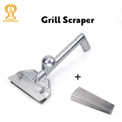 Heavy Duty Outdoor Grill Scrapers, Casting Aluminum Commercial Griddle Scraper with 5 Blades and Small Slant Edge Grill Scraper