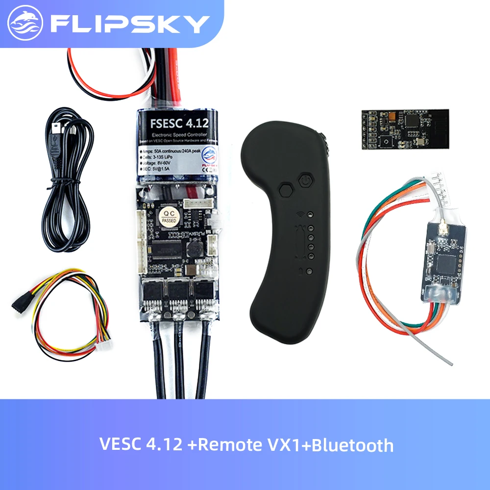 

Electric Skateboard DIY Accessories Kit base on VESC 4.12 Electric Speed Controller+Remote VX1+Bluetooth Combo Flipsky