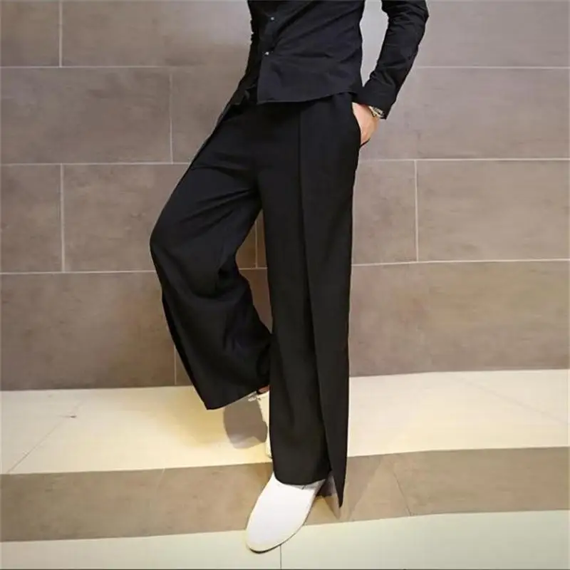 

Men's slacks spring/Summer slacks wide leg slacks men's slacks fake 2 pieces hip hop hair stylist black Yamamoto style