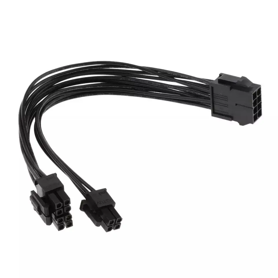 20Cm Cpu 8Pin Om 8 + 4pin Voeding Verlengkabel Cord Lead Mouw Zwart