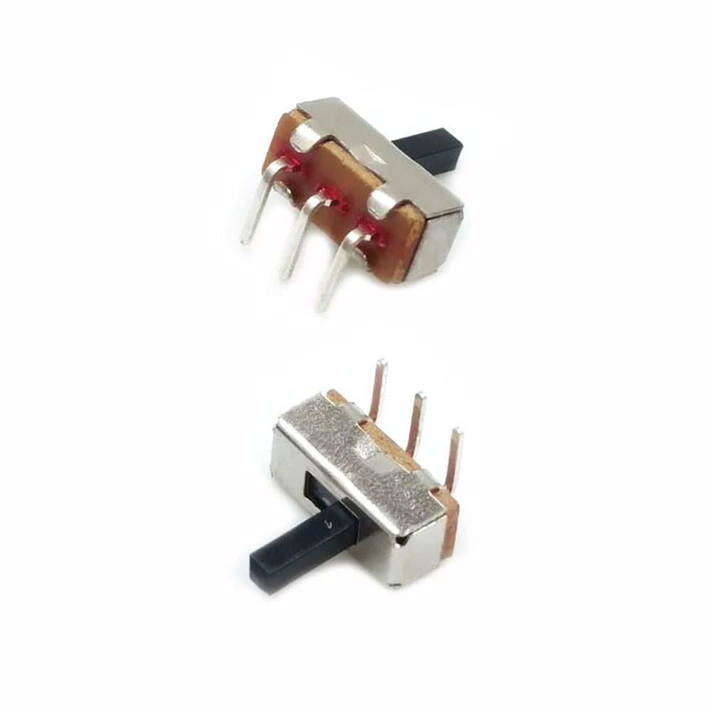 50 Buah SS12D03 On / Off Toggle Power Amplifier 1P2T Horizontal Block Foot 3Pin Bent Slide Power Switch 2 Posisi Toggle Switch