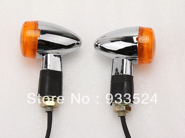 Chrome Amber Bullet Turn Signals Lights For Harley Ducati Suzuki Yamaha Kawasaki Honda Shadow Aero Spirit 750 VT VTX VN 800