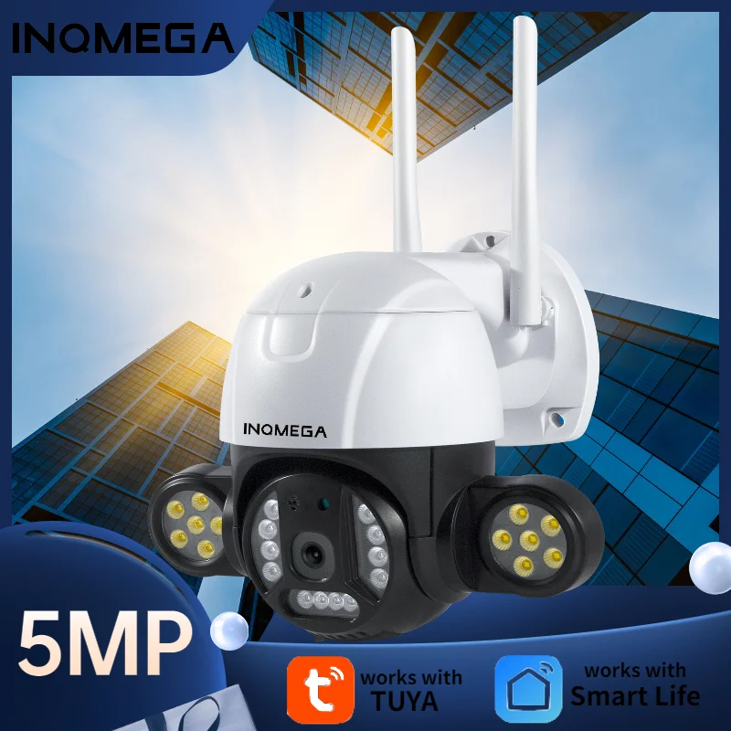 

INQMEGA 5MP PTZ Camera TUYA Smart Courtyard Camera Waterproof Day and Night Full Color CCTV Dual Voice Support Alexa GH