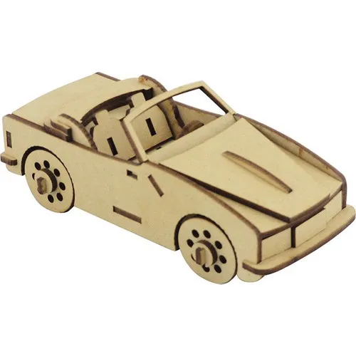 

3D Wood Open Top Car Scale Model 41 for Track Guys Fun 3 Size Can Be Dyed Puzzle Set