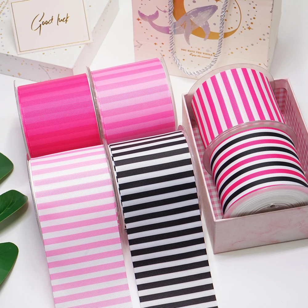 DIY Cartoon Stripe Printed Grosgrain Ribbon For Craft Supplies Sewing Accessories 5 Yards. 53645