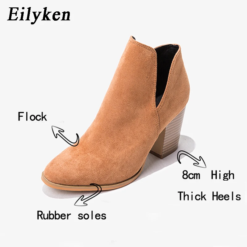 Eilyken duży rozmiar 43 designerskie eleganckie buty damskie ze szpiczastym noskiem na niskim obcasie 8cm na zamek błyskawiczny grube krótkie buty