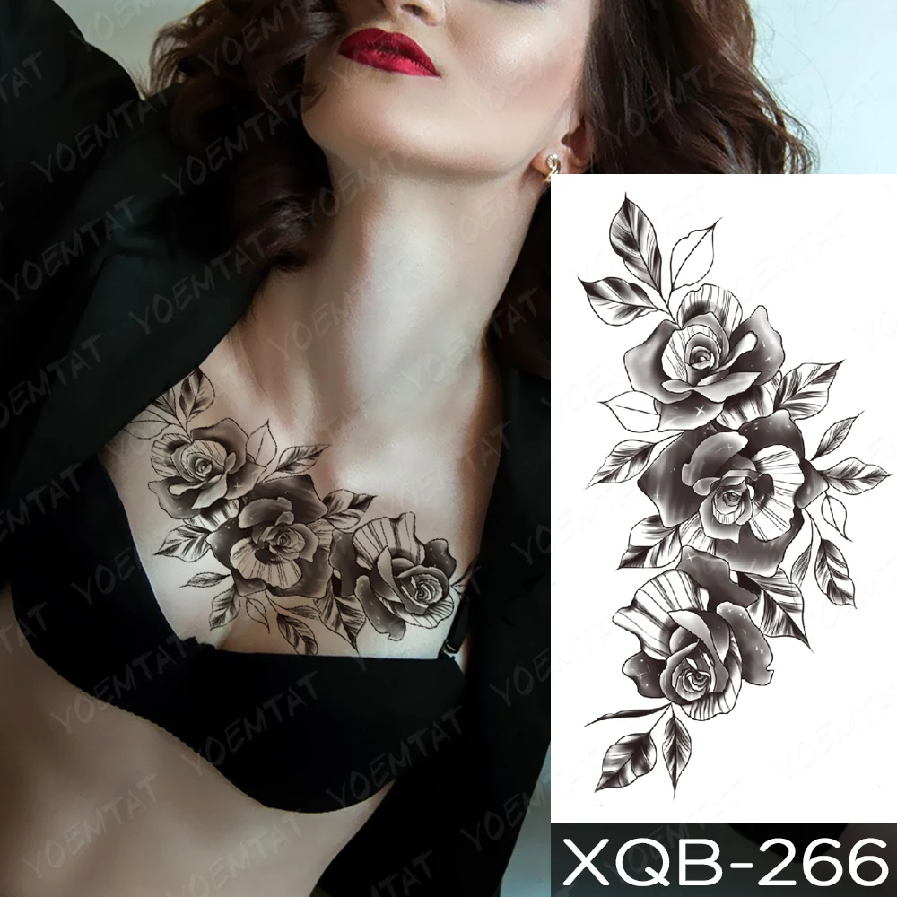 Flower Blooming Waterproof Temporary tatooo Sticker Peony Orchid Lily Rose Beauty Arm tatoo Body Art Fake tatooo Black Man Women