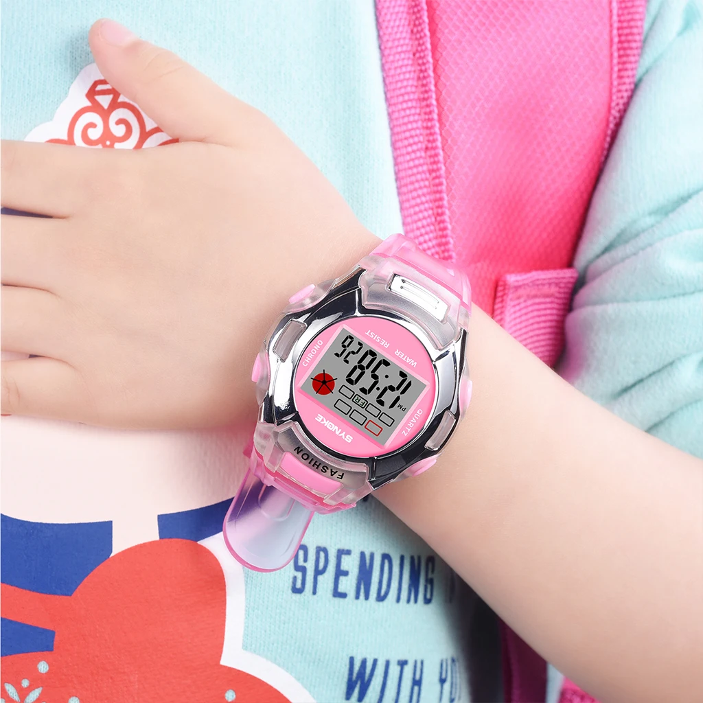 SYNOKE Pink Children\'s Watches Waterproof Sports Wristwatch Child pupil Watch Digitally Fashion Pretty Girls Boys Clock relogio