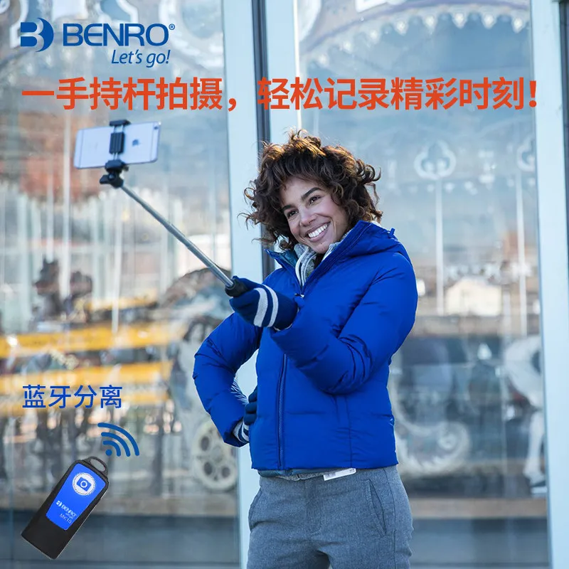 Benro Mk10แบบพกพาขาตั้งกล้องสำหรับโทรศัพท์มือถือ Bluetooth Selfie Stick พร้อมรีโมทคอนโทรลโทรศัพท์ Stick สำหรับ Huawei iPhone Android